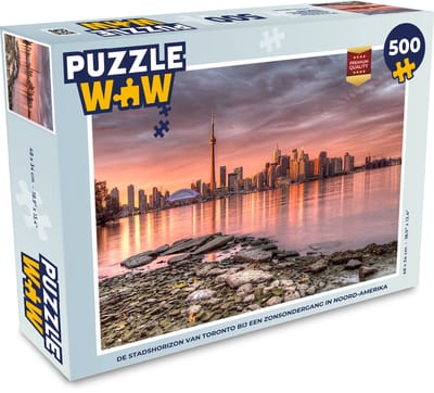 Puzzel De stadshorizon van Toronto bij een zonsondergang in Noord-Amerika - Legpuzzel - Puzzel 500 stukjes