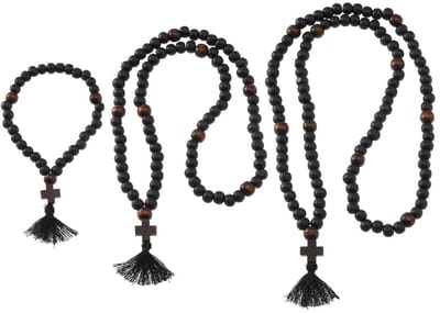 Dailygoods- Gebedstouw 30/80/100 knopen - Houten Chotki - Anglicaanse Gebedskralen - Kruis met Kwastje - Religieus Cadeau - Klassieke Vorm