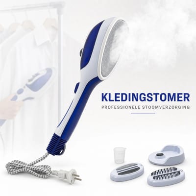 Stoomstrijkijzer / Elektrische Strijkijzer / Kledingstrijker – 230V met EU-stekker – Met pluisborstel, lange borstel & maatbeker – Voor kleding, gordijnen, tafellinnen – Snel opwarmen – Incl. handleiding