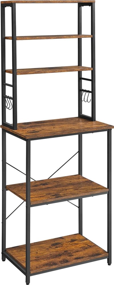 Hoppa! Keukenplank - Zwart, Retrokleur - Spaanplaat, Staal - 60 x 40 x 167 cm (B x D x H)