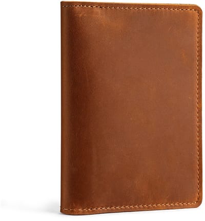 Portemonnee - Echt leer - Eenvoudig ontwerp - Geschikt voor pasjes, incheckbewijs/tickethouder, etc. - 14*10*0,7 cm - Bruin - 1 stuk