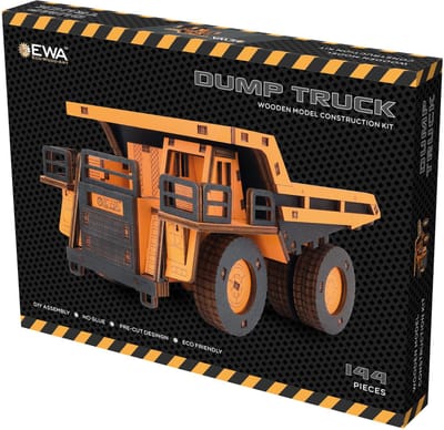 Eco Wood Art Modelbouwpakket Dump Truck - 3D Puzzel - Miniatuur Bouwpakket Volwassenen - DIY - Knutselen - Hout