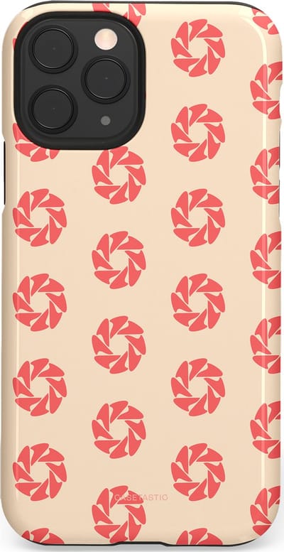 Casetastic hoesje geschikt voor Apple iPhone 11 Pro - Dubbellaagse bescherming - Peach Bloem Cirkels - Fashion Case - Crème Koraal Perzik