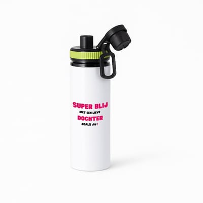 Hacebo® - super blij met een lieve dochter zoals jij waterfles met draaidop groen - Dochter - de liefste dochter - verjaardag - cadeautje voor dochter - dochter artikelen - kado - geschenk - water fles - 850ML