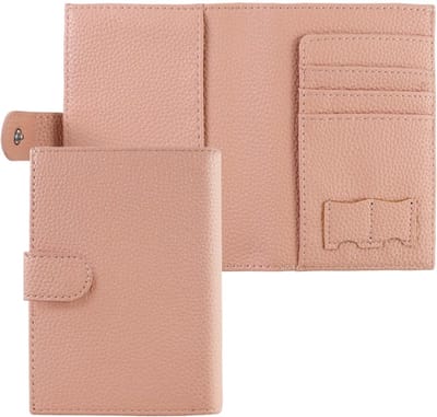 Draagbare Paspoorthoes met Rits en Muntvak, Multifunctionele PU Leren Bifold Kaarthouder voor Vrouwen en Mannen, Roze, Ideaal voor Reizen en Organisatie