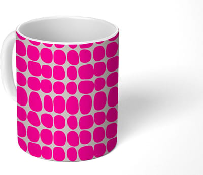 Mok - Koffiemok - Stippen - Patroon - Roze - Mokken - 350 ML - Beker - Koffiemokken - Theemok