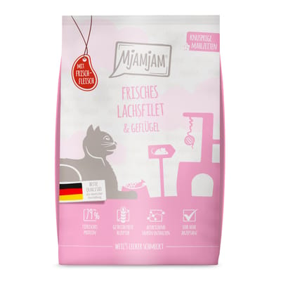 1,5kg MjAMjAM Knapperige Maaltijden Zalm & Gevogelte Kattenvoer droog