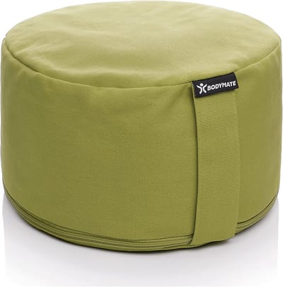Yogakussen rond - Meditatiekussen zitkussen - Ontspannen yoga sessie - Vulling boekweit spelt - 31x16 cm - olijfgroen