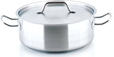 Professional koekenpan, roestvrij staal, Ø 24 cm, 4.1 L, hoogte: 10 cm, met deksel, inductie, ovenbestendig