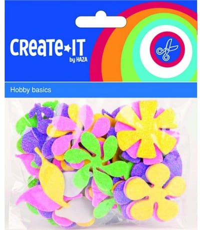 Knutsel/Hobby Foam bloemen - zelfklevend - 140x stuks - plak bloemen