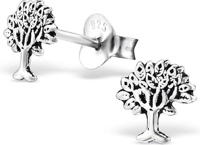 Montebello Oorbellen Alberta - 925 Zilver E-Coating - Levensboom - ∅6 mm