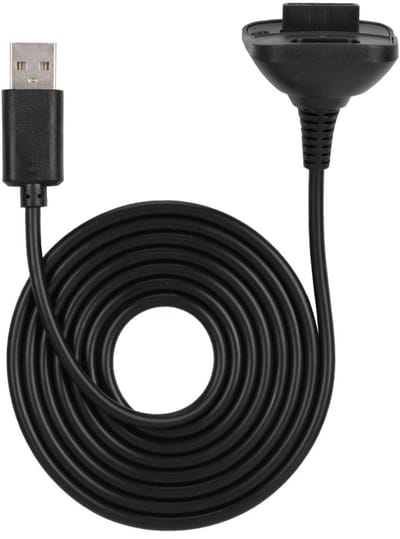 Dailygoody - Oplaadkabel voor 360-controller - Snel Opladen - 1,5 M - Bekabelde Oplaadkabel - Zwart - Geschikt voor Xbox 360 - 2 in 1