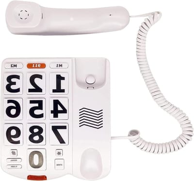 Senioren Telefoon - Vaste Telefoon - Gemakkelijk Bellen - Extra Luid Volume - 20 x 18 x 6 cm - Wit