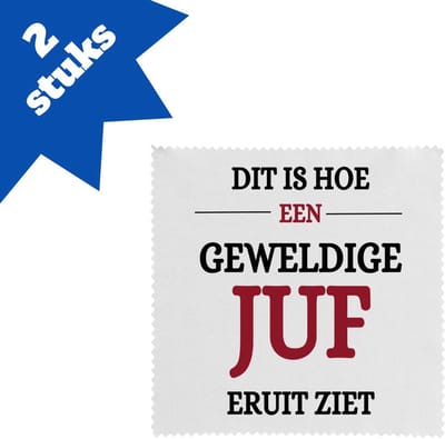 Akyol - geweldige juf eruit ziet brillendoekjes - Juf - beste juf - school - verjaardagscadeau - afscheidscadeau - kado - 17,8 bij 17,8 cm - 2 stuks