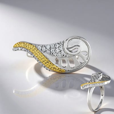 Cavill - Zilveren ring met 28 Cambodjaanse zirkonia 0,38 ct - 925 Sterling Zilver - Elegante spiraalvormige cocktailring - Monosono Collectie