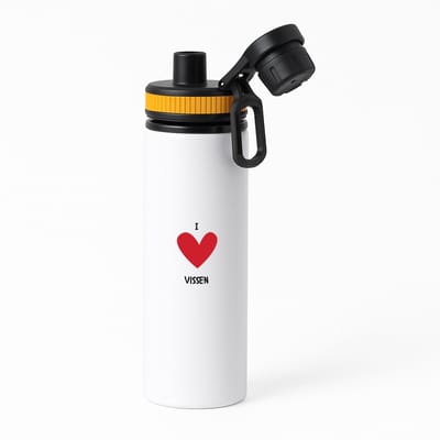 Hacebo® - Ik hou van vissen waterfles met draaidop oranje - Vis - Dierenliefhebbers - Vissers - dierendag - dieren - water fles - 850ML