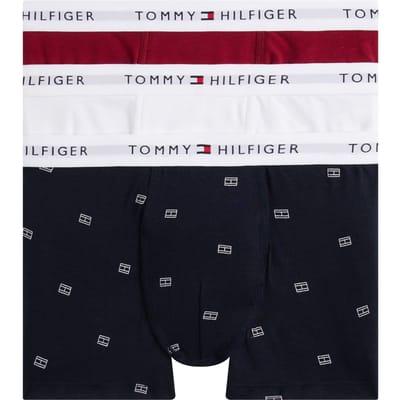 Tommy Hilfiger Boys 3-pack Trunk Print Rouge/white/des Sky Flag Aop Taglia: 4-5 | Biancheria Intima Outlet | kids | Bianco