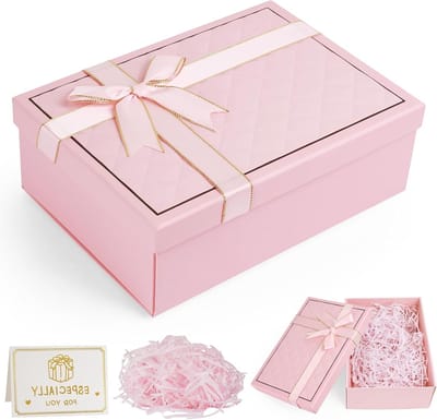 Grote Cadeaubox met Deksel en Zachte Strik, Perfect voor Kerst, Verjaardagen en Bruiloften, Diepte 9 cm