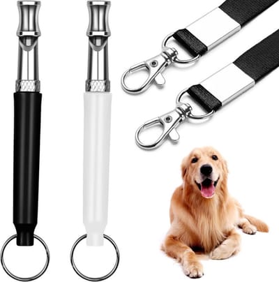 Hondenfluitje - 2-pack - Fluitje - 8 cm lang - 0,8 cm diameter - opvouwbare lanyard 42 * 1,5 cm - gauge Ultrasoon antiblaf hondenfluitje - fluitje met lanyard - verstelbaar - hondentrainingsfluitje - ultrasoon hondentrainingsapparaat