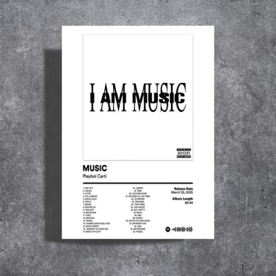 Playboi Carti - MUSIC - album cover - metalen poster - 30x40cm