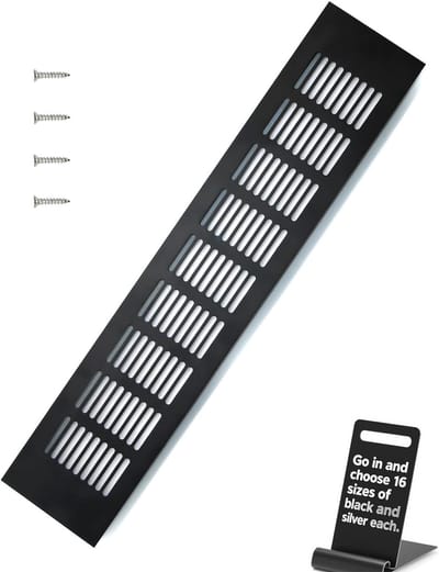 Dailygoods- Ventilatierooster Aluminium - 400 x 80 mm - Zwart - Vierkant - Corrosiebestendig - Eenvoudig te installeren - Luchtrooster