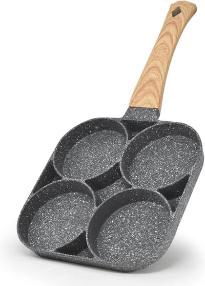 Koekenpan 4 Eitjes - Mini Pannenkoek Pan - Ontbijt Maken - Anti-aanbak Coating - 4 Vakken - Meerkleurig