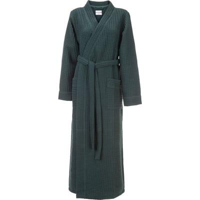 Heckettlane Badjas Wafel - Kamerjas voor Dames en Heren - XL - Ochtendjas van Katoen - Geschikt voor de Sauna - Groen