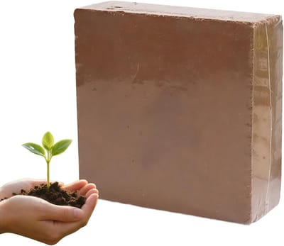 Biologische Potgrond - Plantenvoeding Aarde - Planten Kweken - Samengeperst Blok - 300 Gram - Bruin
