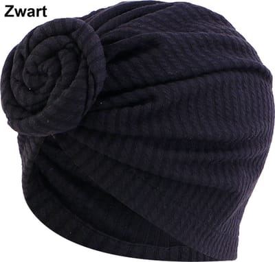 Tulband - Head wrap - Turban - Hijab - Hoofdbedekking - Hoofdband - Muts - Chemo muts - Elastisch - Stretch - Stretchy - Zwart - Jonyx