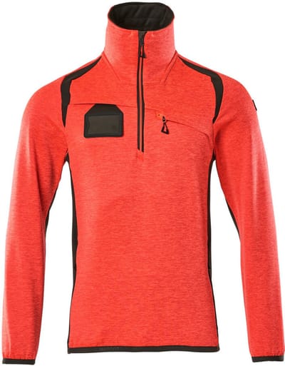 Mascot Accelerate Safe Fleecetrui met korte rits 19303-316 - hi-vis rood/donkerantraciet - 3XL