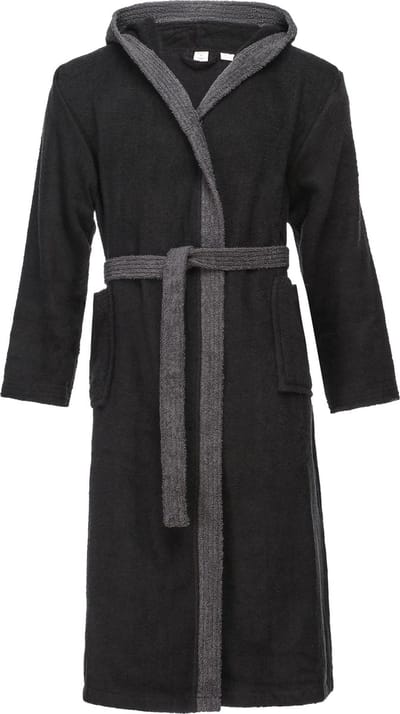 Ladeheid Heren Badjas met Capuchon - 100% Katoen - Wasmachine bestendig - Badstof - Zwart/Donkergrijs - S - LA-LA40-190-DG