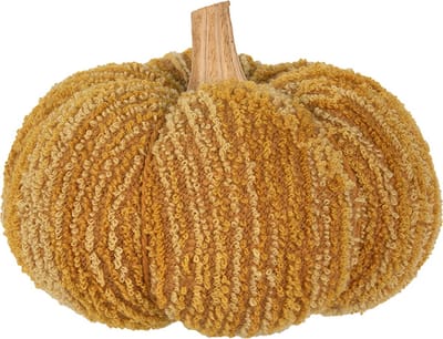 Clayre & Eef Decoratie Pompoen Ø 15x12 cm Geel Polyester Herfst decoratie