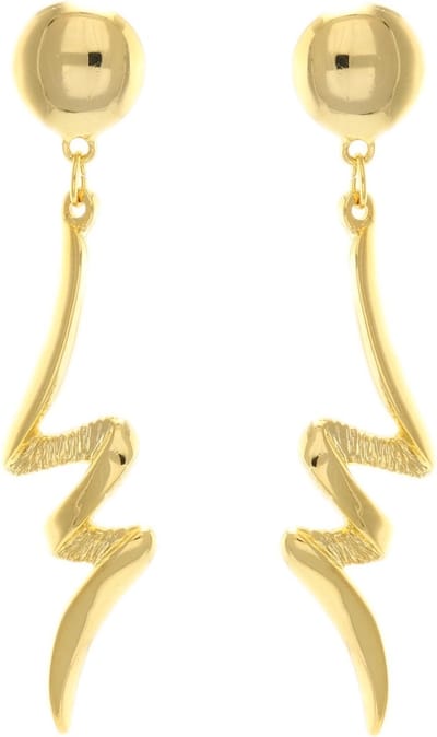 Behave - Dames oorbellen - Goudkleur hangmodel zigzag chic - 6,5 cm