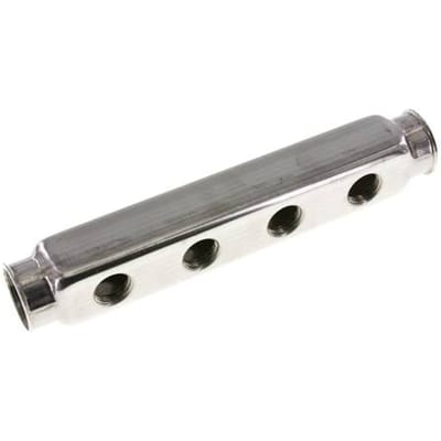 2xG 1'' x 8xG 1/2'' RVS Verdeelblok Dubbelzijdig 10 Bar - FL2-F-S-100G-012G-8MD