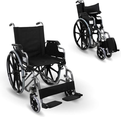 Mobiclinic Giralda - Rolstoel - Inklapbaar - Comfortabel Orthopedisch - Voetsteun - Armleuningen - Zitting 46 cm - Staal - Lichtgewicht