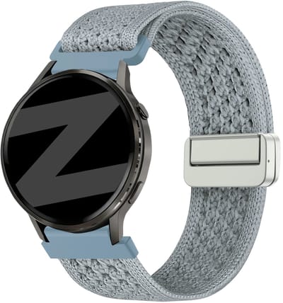 Bandz Nylon 'Vintage' bandje geschikt voor Garmin Vivoactive 4s / Vivomove 3s / Venu 4 - 41mm / Venu 3s / Venu 2s / Forerunner 265s / Forerunner 255s - Lichtblauw