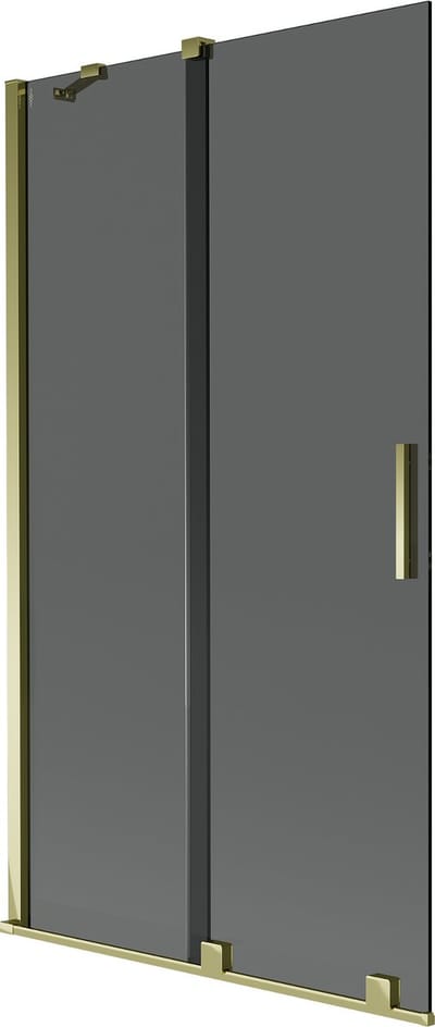 Mexen Velar badwand tweedelige schuifdeur 100 x 150 , grafiet, goud - 896-100-000-41-50