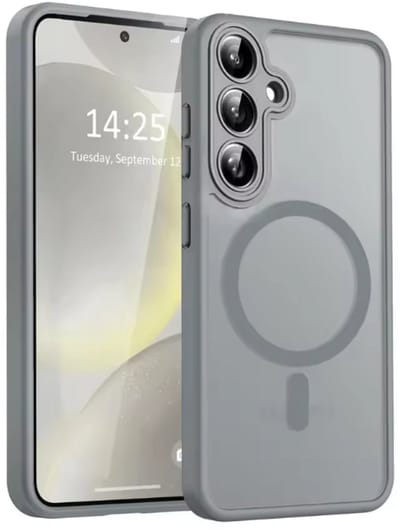 Hoesje Geschikt voor Samsung Galaxy A17 - Grijs - Casemania Matte Armor Back Cover - Geschikt voor MagSafe