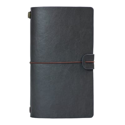 longziming -Klassiek Leren Travel Notebook – Vintage Navulbaar Journaal met Gelinieerde Bladzijden – Ideaal voor Reizen, Studie & Dagelijkse Notities – Donkergrijs