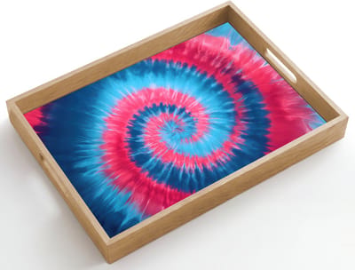 Dienblad hout 50x35 cm - Schootdienblad - Spiraal - Roze - Draaiend - Borrelplank rechthoek - Plateau dienbladen