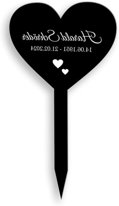 INDIGOS UG - Grafsteker - 80 cm - hart - weerbestendige herdenkingspaal als grafsieraad - gepersonaliseerd met tekst en datum - individueel met naam naar keuze, rouwspreuk en datum