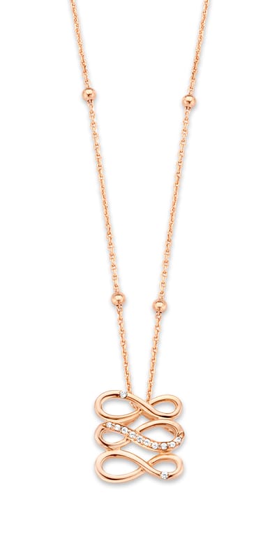 Orphelia ZH-7123/RG - Ketting 45 cm met Hanger - 925 Sterlingsilver Roodverguld- Zirconium