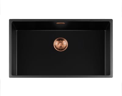 Lorreine Black Quartz Series spoelbak 7440cm Plug Copper 74BQ-FU-Copper