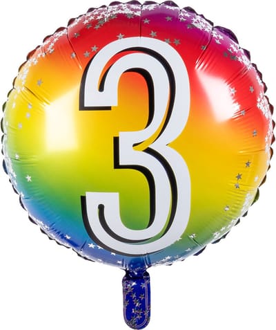 Boland - Folieballon '3' 3 - Multi - Cijfer ballon