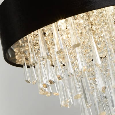 Searchlight Glamour hanglamp, glaskristal, zwart, G9, Ø 45,4 cm