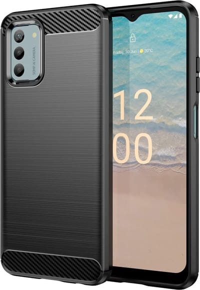 Geborsteld TPU Hoesje Geschikt voor Nokia G42 | Beschermhoes | Back Cover | Flexibel TPU | Stijlvol Carbon | Dun | Zwart