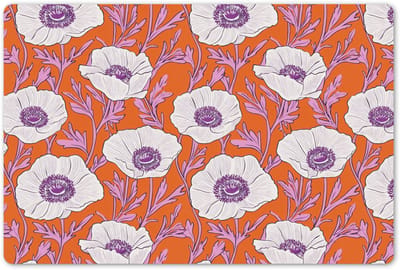 Placemats 45x30 cm - Placemat kunststof - 1 stuk - Bloemen - Grafisch - Oranje - Borden onderleggers - Decoratie voor op tafel - Keuken tafeldecoratie accessoires - Vinyl onderlegger - Tafelversiering