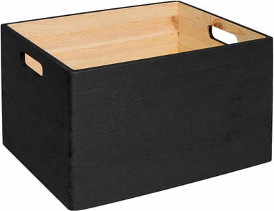 HAUDT® KIM MAXI open ZWART houten stapel kist - 39,5 x 29,5 x 23 cm - houten opberger - opbergkist - stapelkist