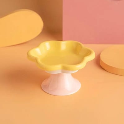 Gamelle surélevée en céramique pour chat avec motif floral, gamelle surélevée pour nourriture et eau pour chat, bol à collation avec support pour la protection du cou multi