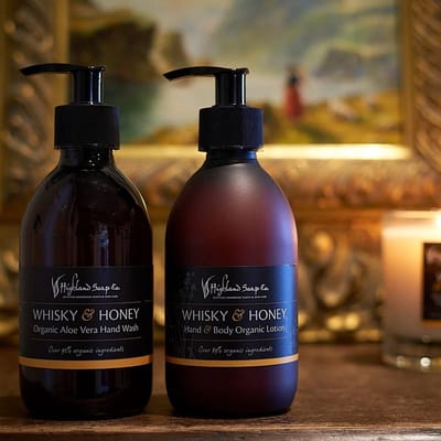 Cadeauset Handverzorging – Handzeep, Lotion & Tas - Whisky & Honey - Highland Soap Company